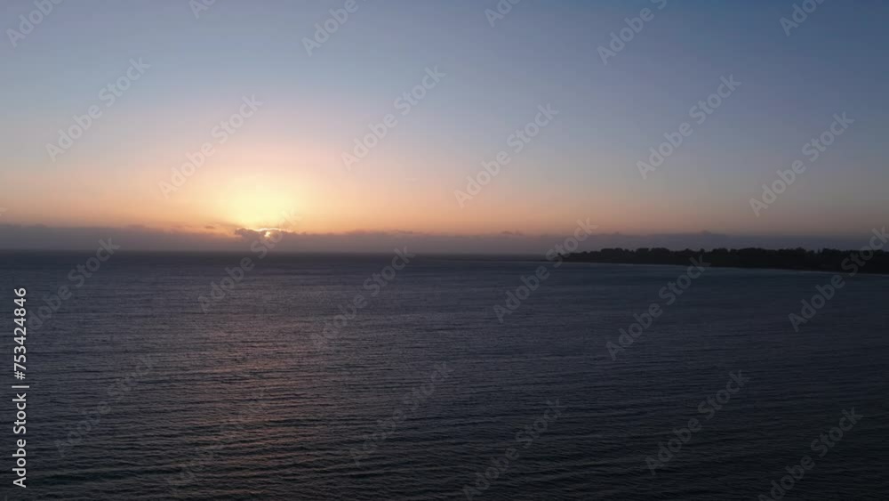 Sunset drone shot over the pacific ocean at dusk right after golden hour passed Sunset drone shot over the pacific ocean at dusk right after golden hour passed