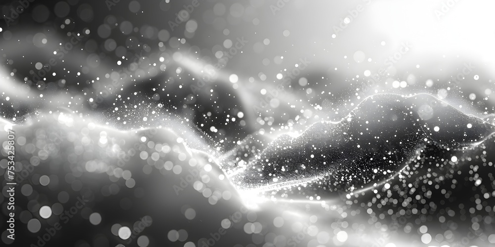 Black and White Abstract Design with Glowing Particles and Waves, To ...