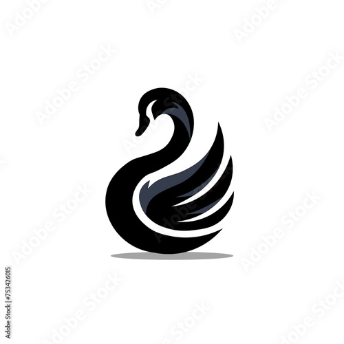 Fototapeta Naklejka Na Ścianę i Meble -  Black Swan Glides Gracefully. Logo Brand