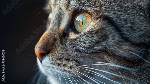 Close Portrait Gray Striped Domestic Cat, Desktop Wallpaper Backgrounds, Background HD For Designer