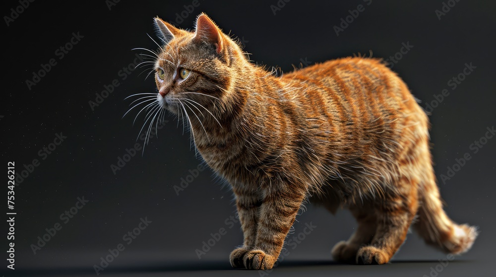 Contented Happy Ginger Cat Standing Side, Desktop Wallpaper Backgrounds, Background HD For Designer