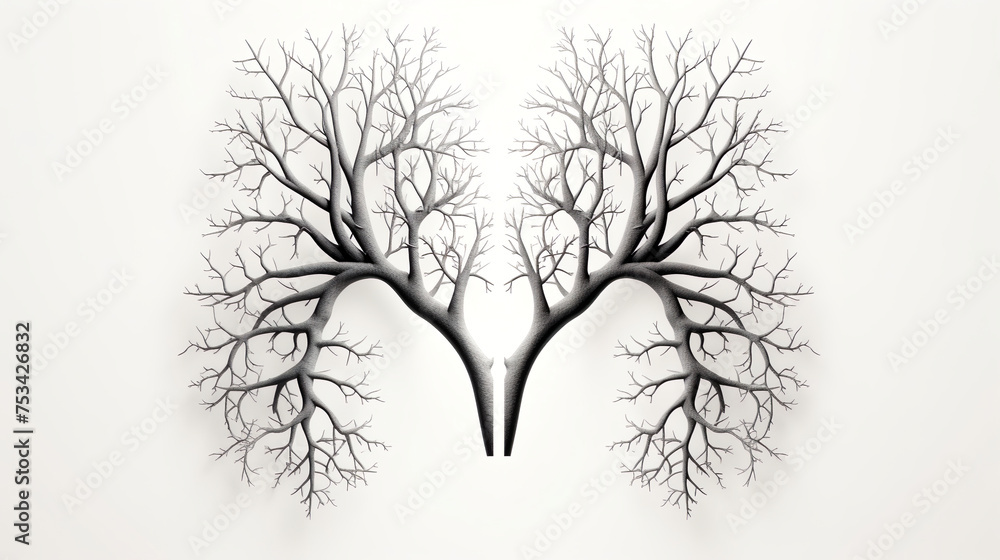 silhouette of lungs on a white background. Trees are the lungs of the planet. Pollution of the planet silhouette of lungs on a white background. Trees are the lungs of the planet. Pollution of the planet