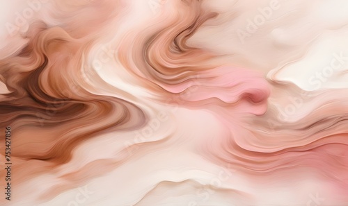 An abstract blur of brown, pink, and white colors with a grainy texture on a white background, generative AI