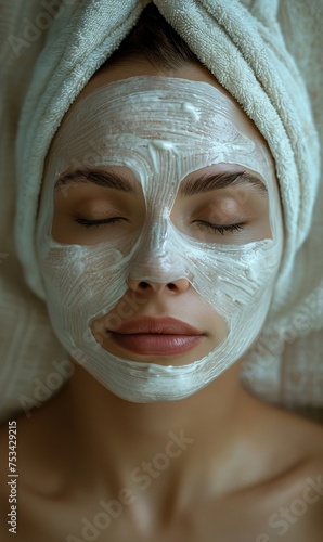 young woman with a face mask relaxing in a spa
