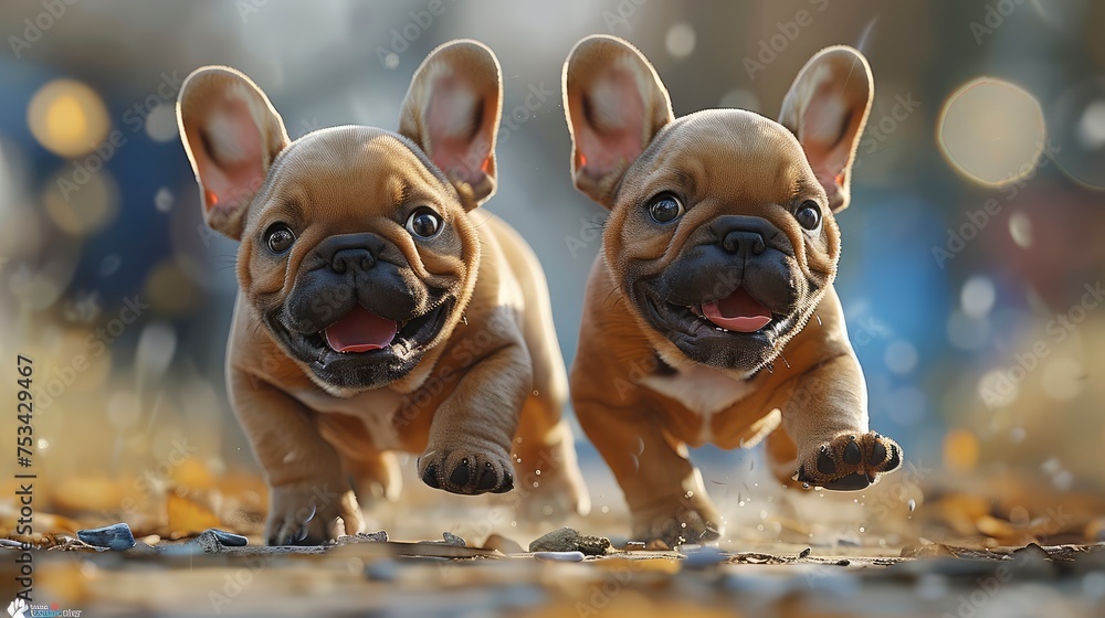 Fototapeta premium French Bulldog Breed Walking Pets Friendly, Desktop Wallpaper Backgrounds, Background HD For Designer