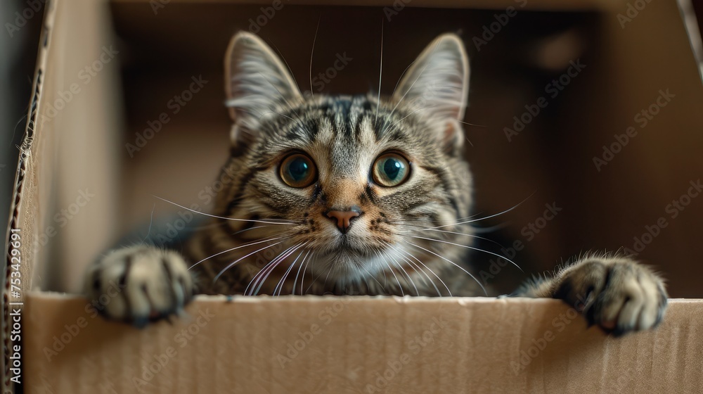 Funny Cat Cardboard Box Home, Desktop Wallpaper Backgrounds, Background HD For Designer