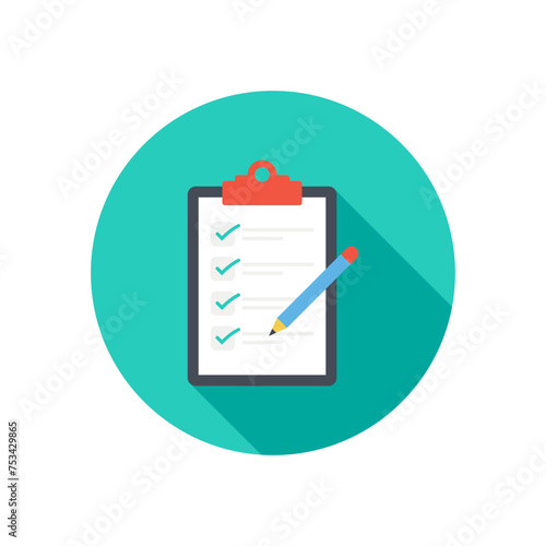Clipboard icon vector flat style with shadow