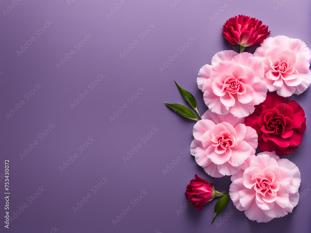 carnation-flower-frame-arranged-symmetrically-filling-the-borders-of-the-image-on-a-single-color