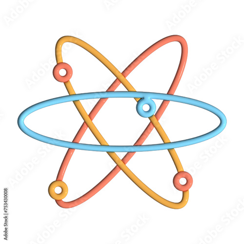 Atom icon isolated on white background. Molecular chemistry and science concept.