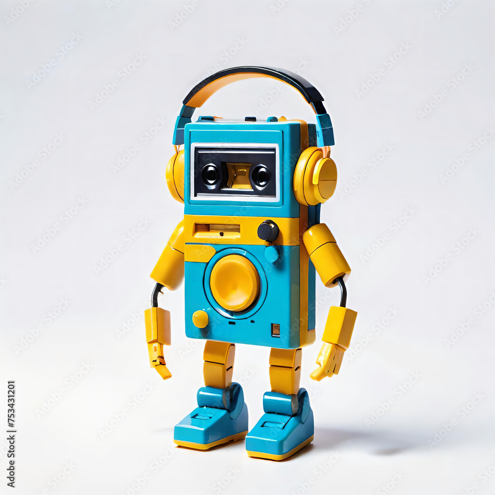 Pop-art style audio casette player Pop-art style audio casette player