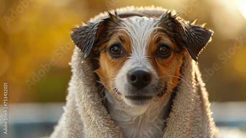 Happy Dog After Bath Wrapped Towel, Desktop Wallpaper Backgrounds, Background HD For Designer