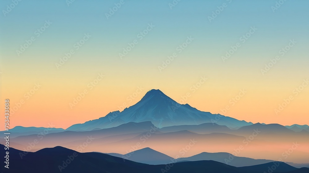 mountain view on sunset background