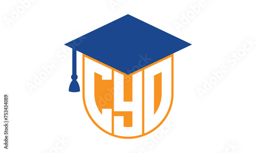 CYO initial letter academic logo design vector template. school college logo, university logo, graduation cap logo, institute logo, educational logo, library logo, teaching logo, book shop, varsity	 photo