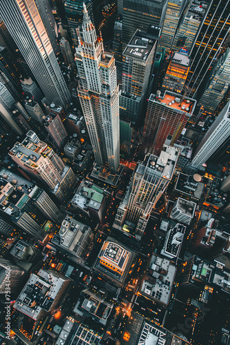 Aerial view of a city full of skyscrapers © grey