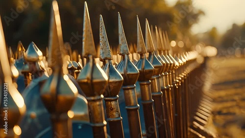 The Phalanx holding their spears tightly together creating an imtrable wall of defense against their enemies. photo