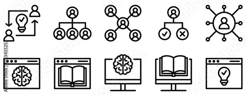mentoring and training icon line style set collection