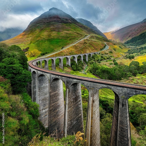 Glenfinnan Viaduct railway in Inverness-shire, Scotland