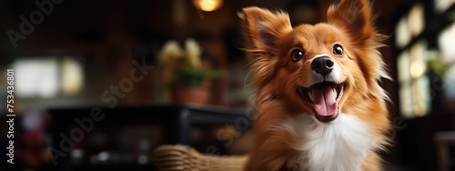 cute happy dog. Created with Generative AI. © lchumpitaz