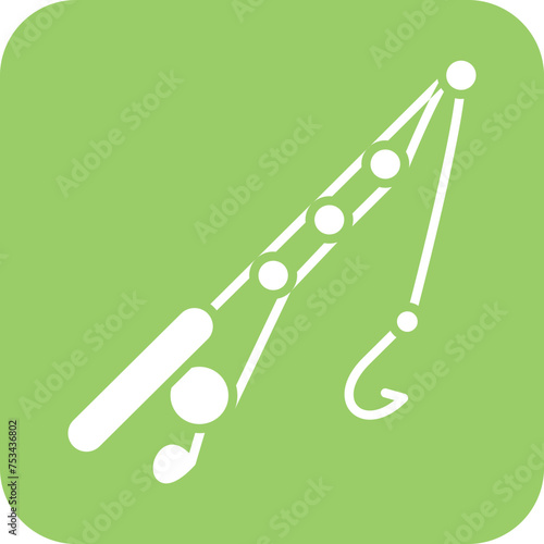 Fishing Line and Hook Icon Style