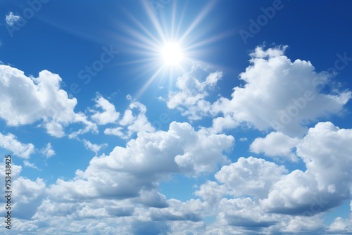 Sky with clouds and sun. Beautiful sky background © bondar911