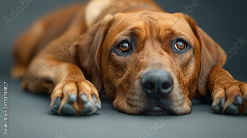 Sick Sad Rhodesian Ridgeback Dog Lying, Desktop Wallpaper Backgrounds, Background HD For Designer © PicTCoral