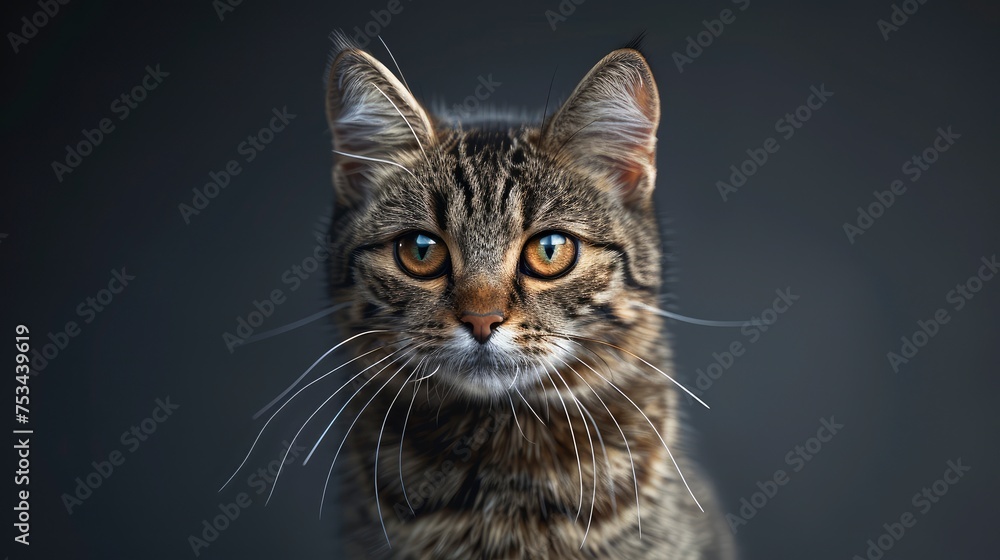 Studio Portrait Domestic Tabby Cat Standing, Desktop Wallpaper Backgrounds, Background HD For Designer