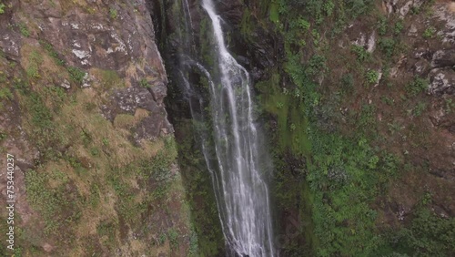 beautiful aerial view scene of a waterfall in zacatlan photo