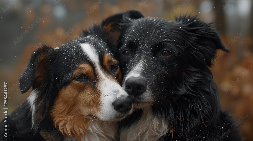 Two Dogs Hugging Together Walk Pets, Desktop Wallpaper Backgrounds, Background HD For Designer