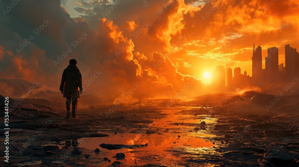 Fototapeta premium The End of the World Apocalyptic, epic scene. Created with Generative AI.