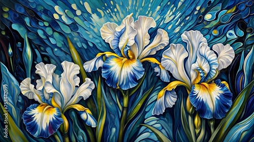 Flowers background,Wall art,painting of flowers,blue, green, and yellow colour mixtures.Digital art printable,Art for print,printable wall art.