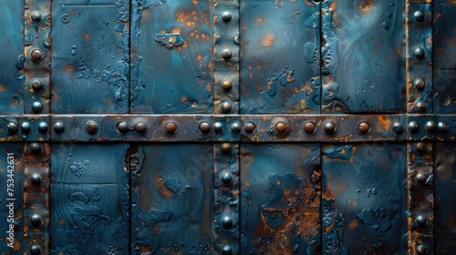 Rustic Blue Metal Plates with Rivets Industrial Look