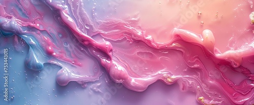 Close Up of a Pink and Blue Painting