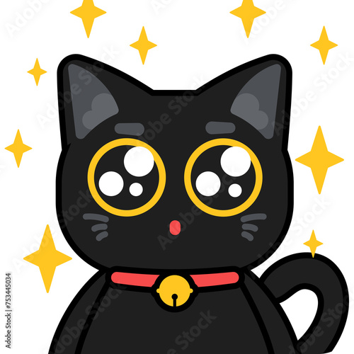 Black cat sparkly emoticon sticker (ID: 753445034)