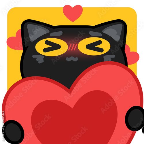 Black cat love sticker (ID: 753445445)