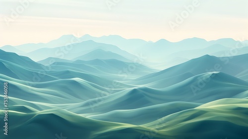 Serene Landscape of Rolling Hills in Soft Pastel Colors, To provide a visually appealing and calming digital painting of a landscape with rolling