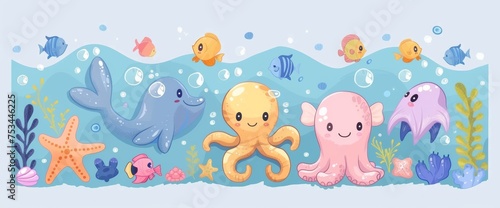 Group of Sea Animals Standing Together