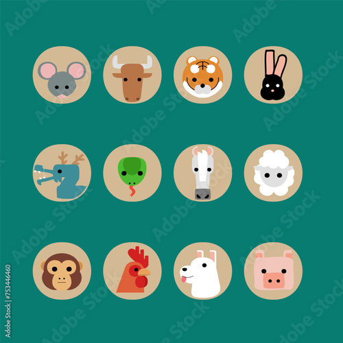 12간지 동물 일러스트레이션