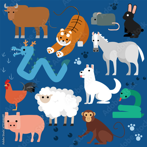 12간지 동물 일러스트레이션