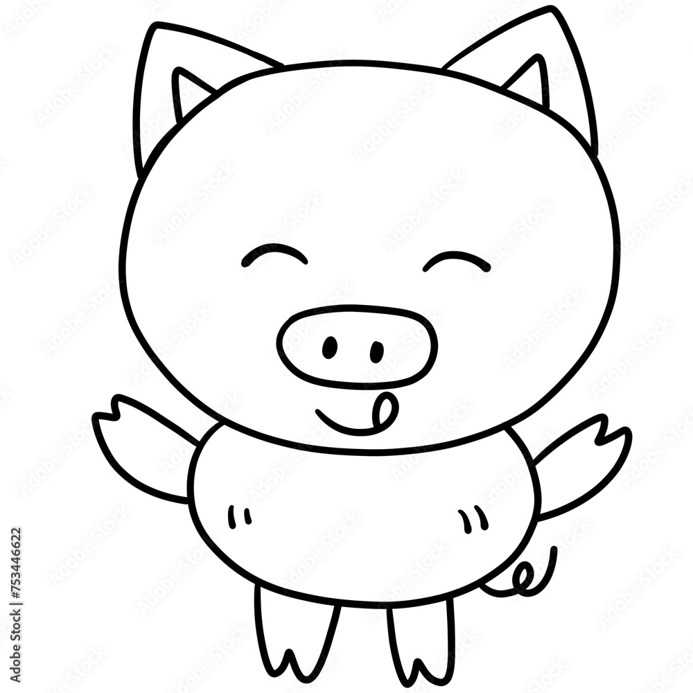 Pig outline drawing