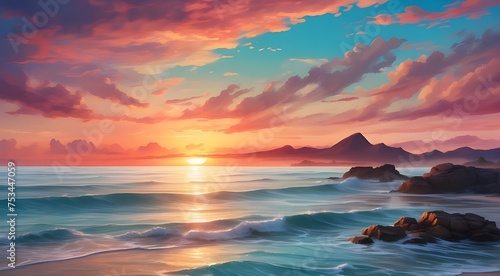 "Transform your device's background with a stunning wallpaper that captures the essence of a dreamy sunset over the ocean."