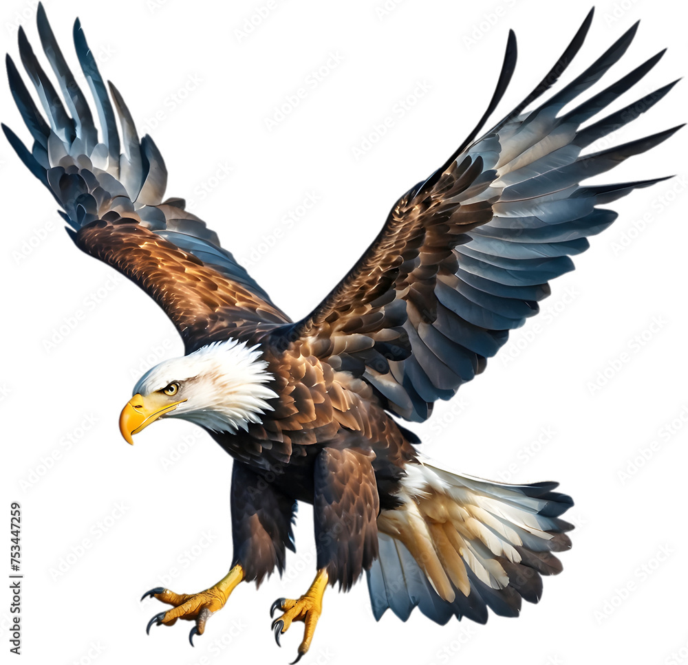 Naklejka premium Watercolor painting of Bald Eagle. 