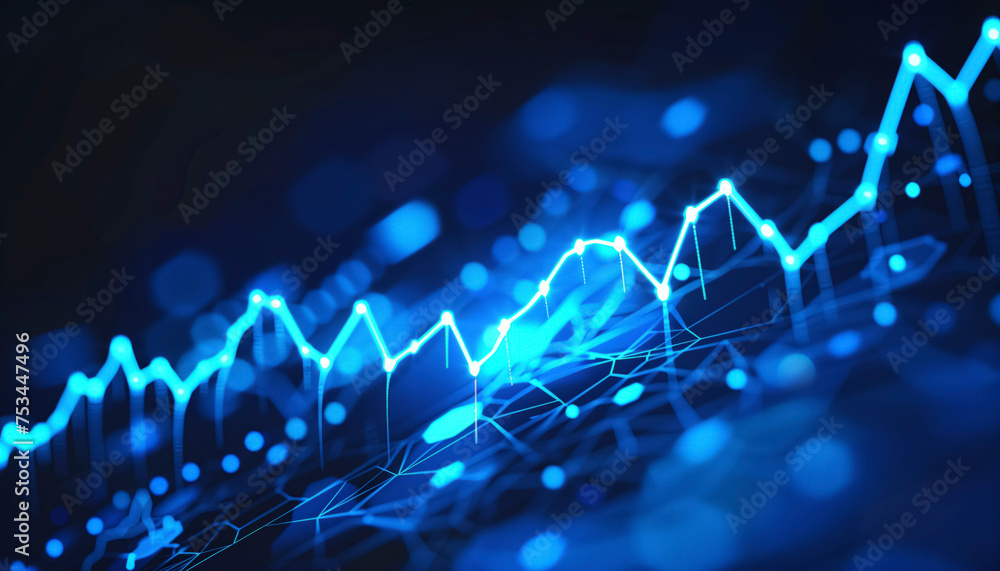 graph chart business blue digital candlestick banner of stock market ...