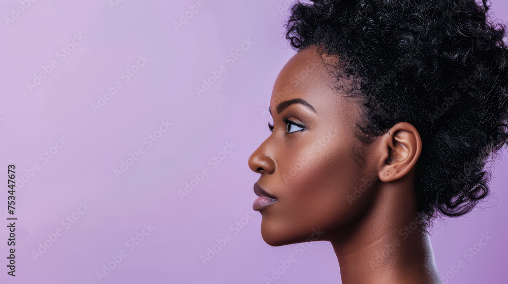 Fototapeta premium Beauty portrait of a young African American woman isolated with copy space for text