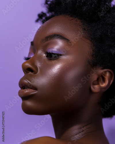 Beauty portrait of a young African American woman isolated with copy space for text