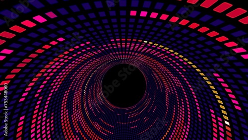 Abstract gradient colorful circle pattern tunnel background 4k illustration .