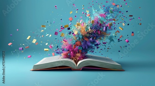 Creative colorful open book with education and success, Online education, creative mind, new idea, training, tutor, video lesson, course, knowledge and Collage school.
