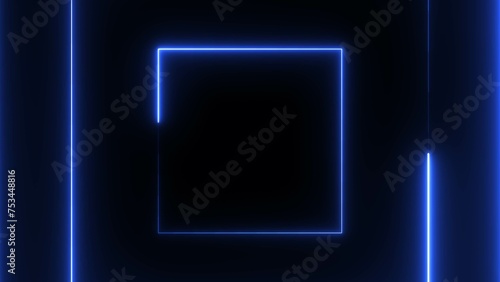 Abstract Neon light Squire frame background tunnel illustration.