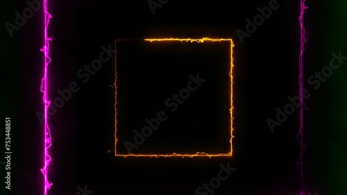 Abstract Neon light Squire frame background tunnel illustration.