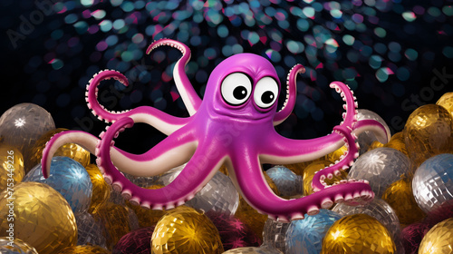 28little28_An_octopus_camouflaged_as_a_vibrant_funky_disco_ball_9ca5d2c0-e9e1-44c5-82a4-7be82bf8489a_1 photo