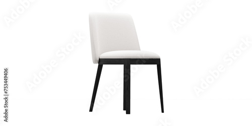 Modern and luxury white chair with black wooden legs isolated on white background. Furniture Collection. 